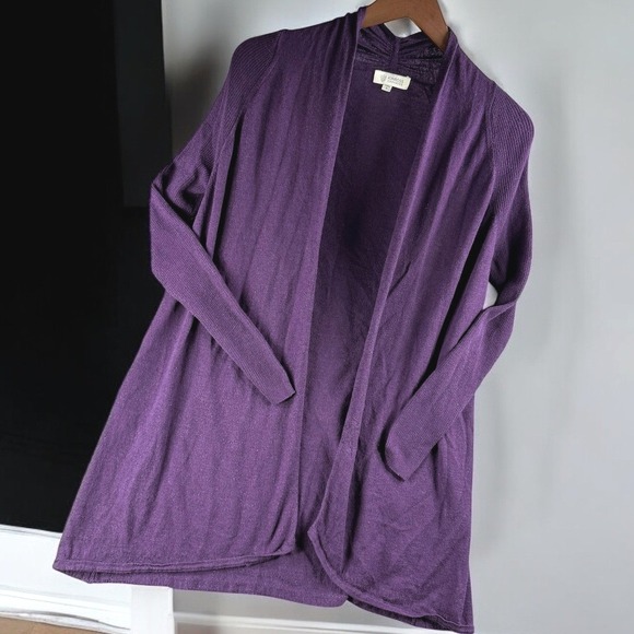 Kinross Cashmere Cardigan Women S Open Front Purple Knit Sweater Soft - Picture 1 of 7